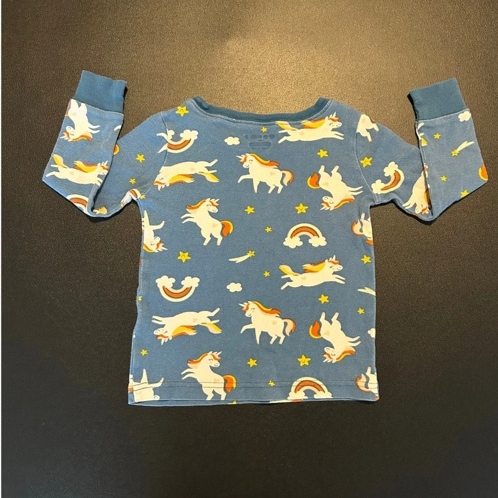 Old Navy Toddler Girls Unicorn Rainbow Pajama Set Blue 2-Piece 3T Cotton 1465